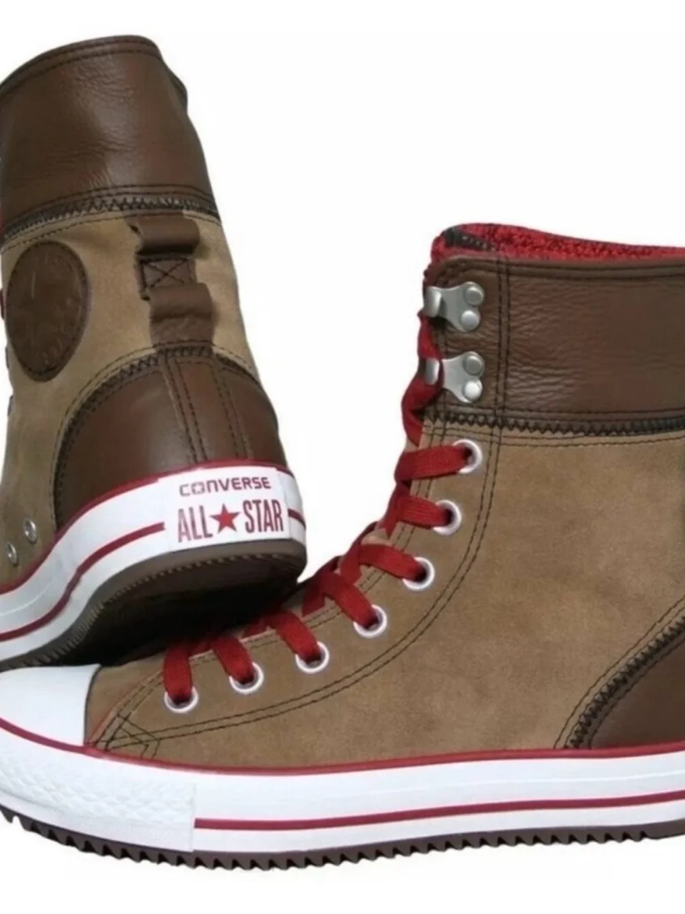 Converse Brown and Red High-Top Sneakers women’s size 8 - Picture 1 of 6